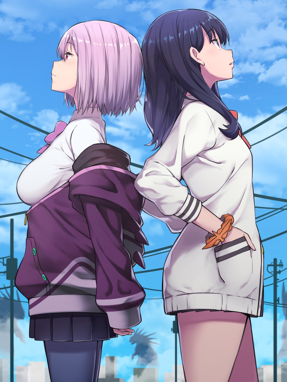 pantyhose seifuku shinjou_akane ssss.gridman sweater takahan takarada_rikka