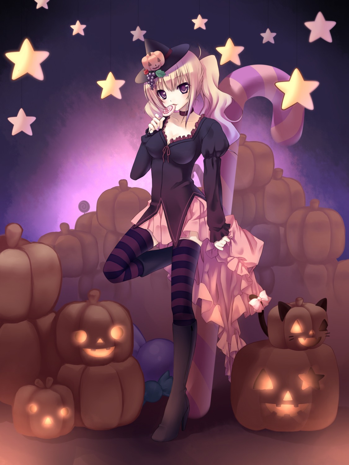 halloween nana_mikoto thighhighs witch