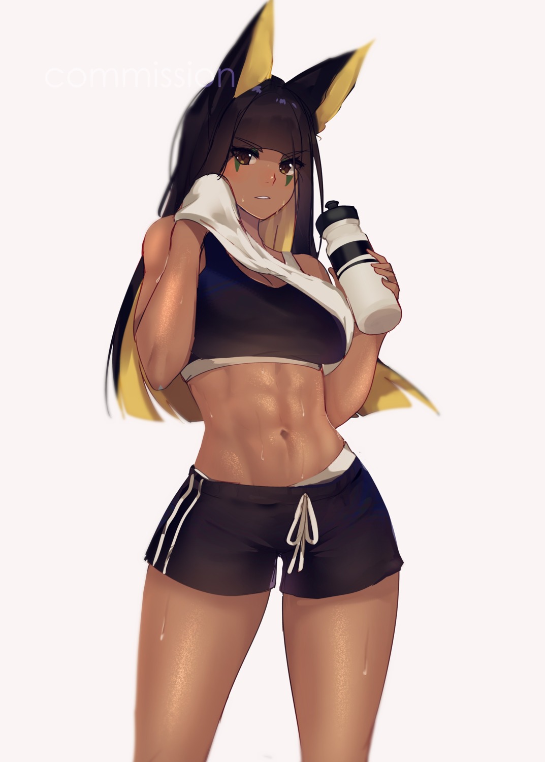 animal_ears anput blaade bra gym_uniform shirt_lift wet