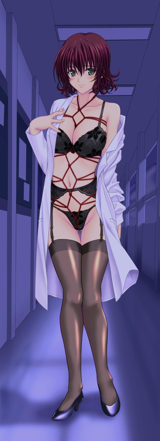 bondage bra cleavage garter_belt lingerie mikado_ryouko open_shirt stockings thighhighs to_love_ru