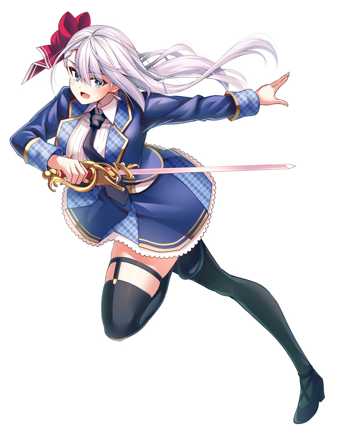 garter heels keigen_hichou riselia_ray_crystalia seifuku seiken_gakuin_no_maken_tsukai stockings sword thighhighs