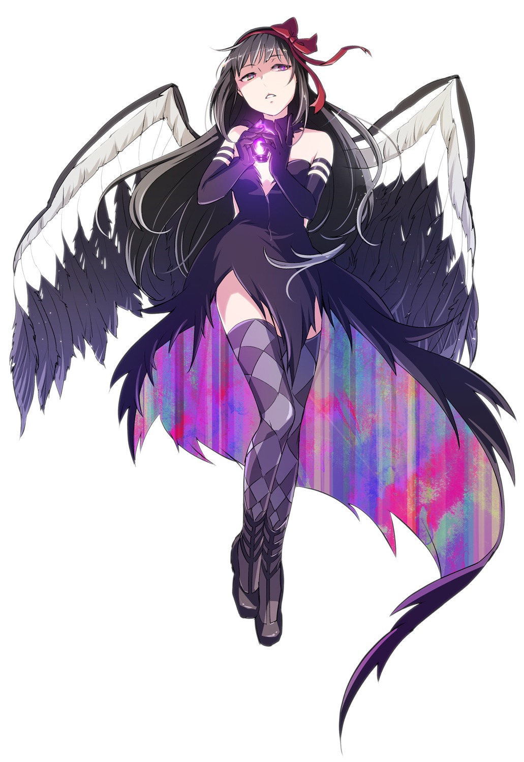 akemi_homura null_(chronix) puella_magi_madoka_magica thighhighs wings