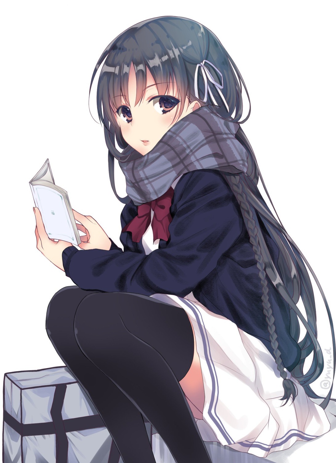 horikita_suzune seifuku sweater thighhighs youkoso_jitsuryoku_shijou_shugi_no_kyoushitsu_e yu_yu