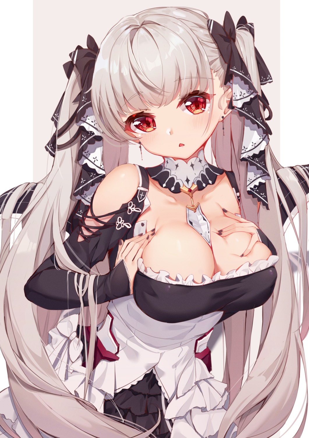 azur_lane breast_hold formidable_(azur_lane) gothic_lolita lolita_fashion nahaki no_bra