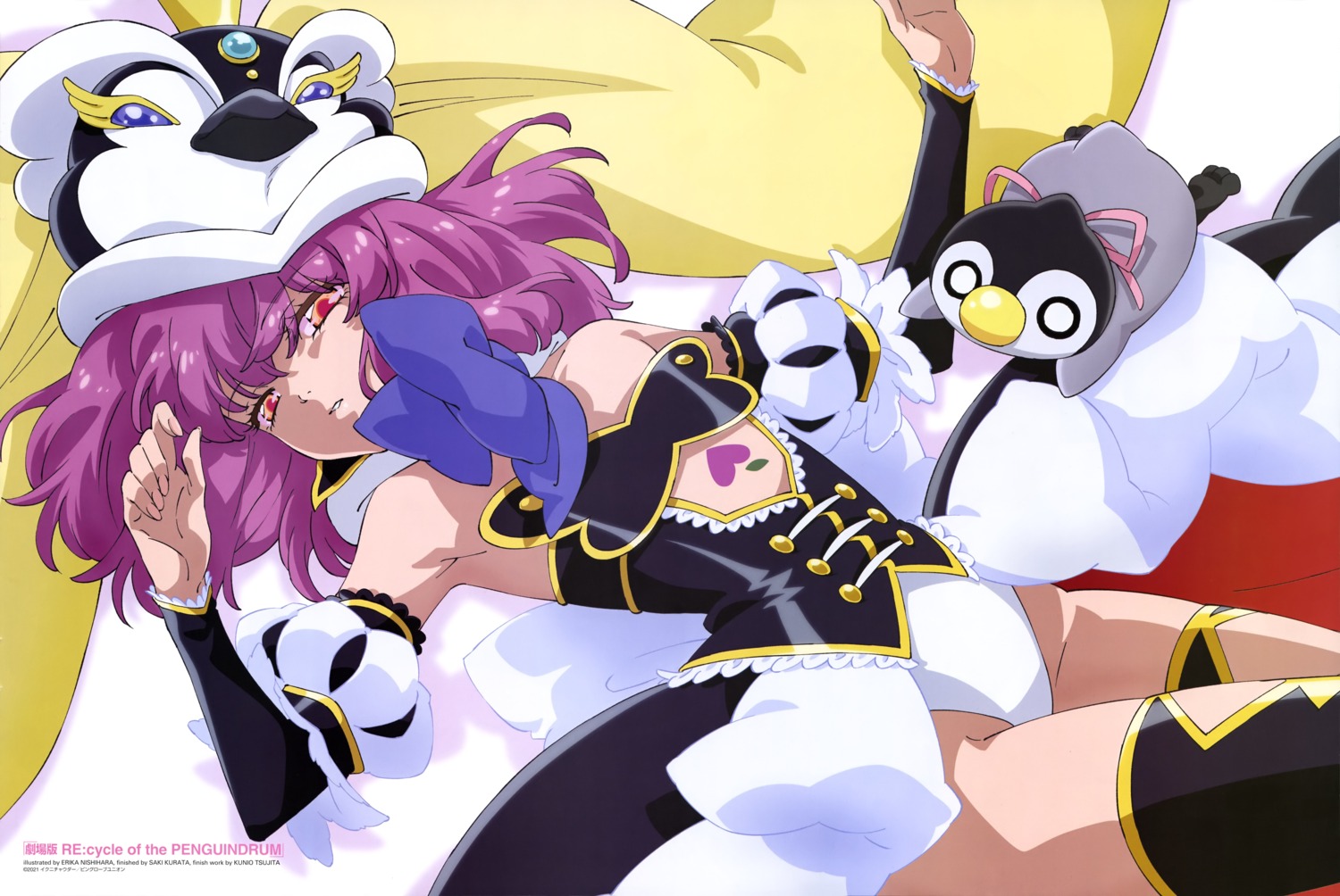 garter leotard mawaru_penguindrum nishihara_erika penguin tattoo thighhighs