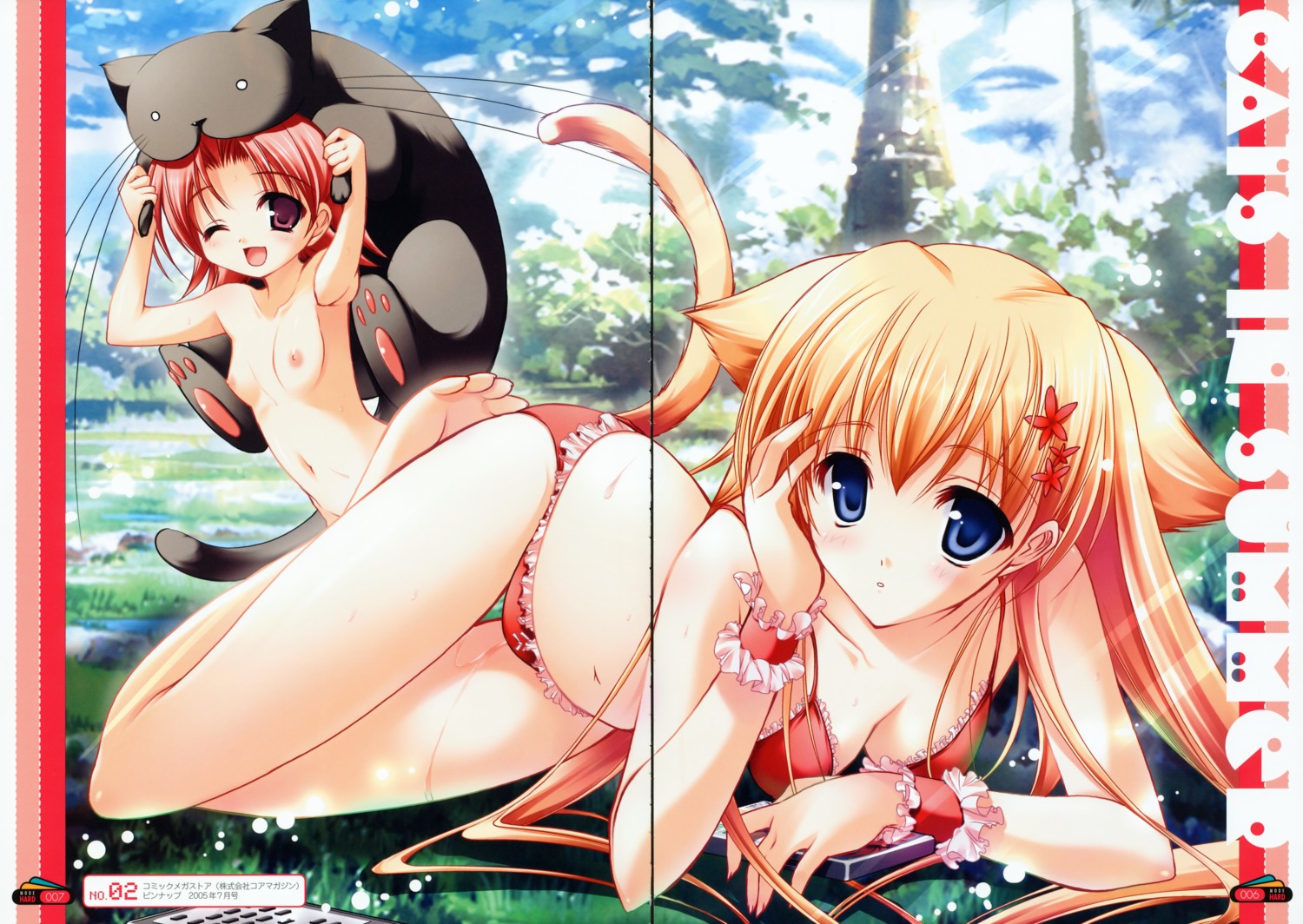 animal_ears bikini gap misakura_nankotsu naked nekomimi nipples swimsuits tail wet