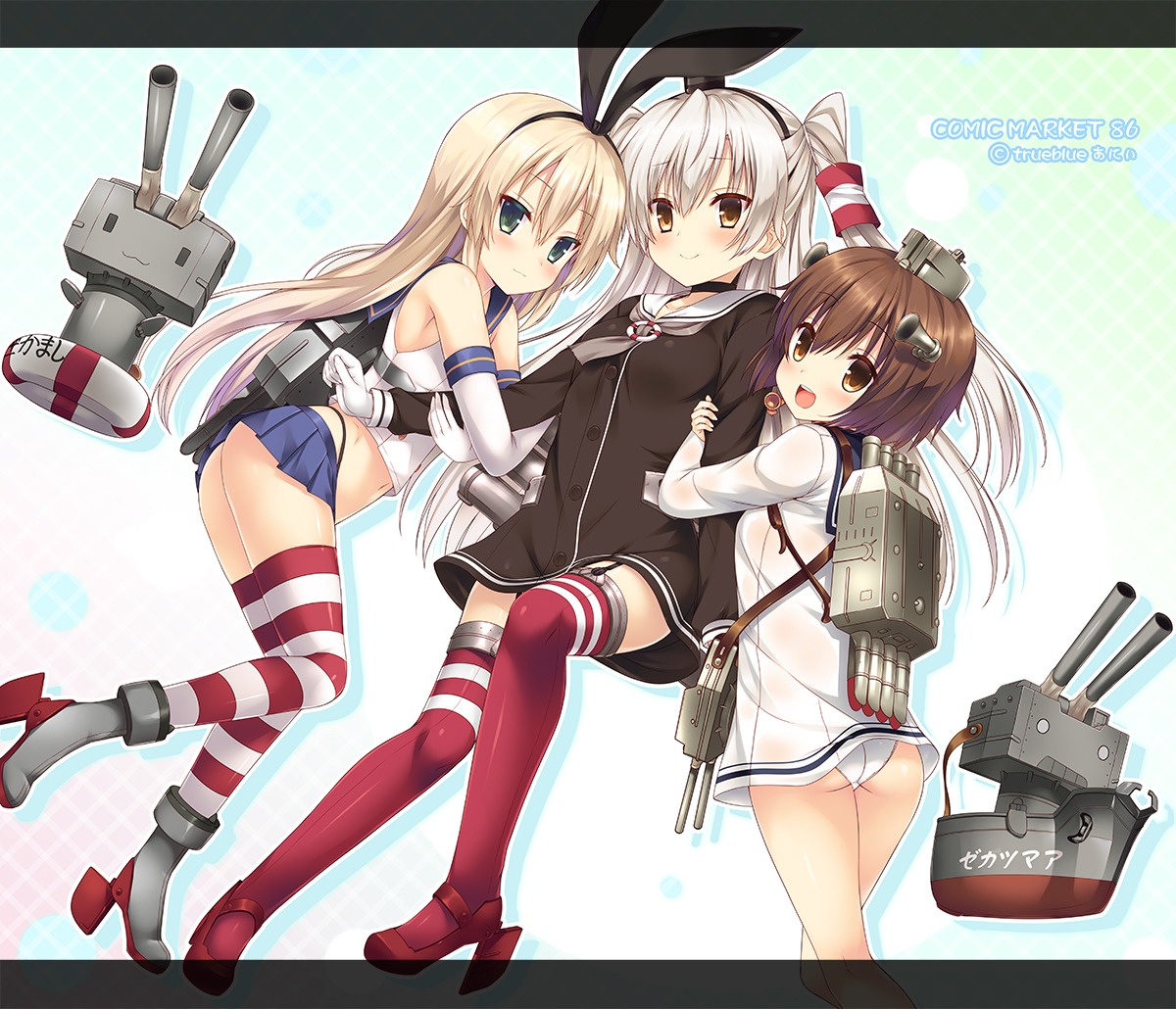 amatsukaze_(kancolle) any ass heels kantai_collection pantsu rensouhou-chan seifuku shimakaze_(kancolle) stockings thighhighs thong yukikaze_(kancolle)