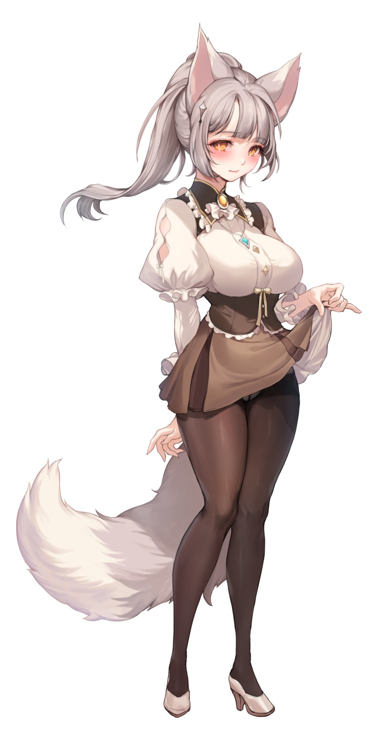 animal_ears heels pantsu pantyhose skirt_lift tail zerocat