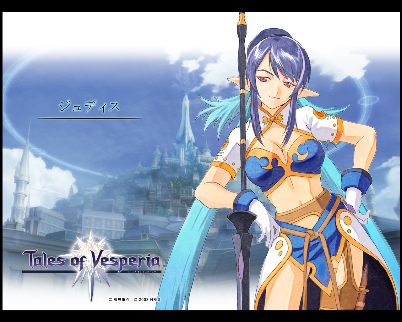 cleavage fujishima_kousuke judith pointy_ears tales_of tales_of_vesperia wallpaper