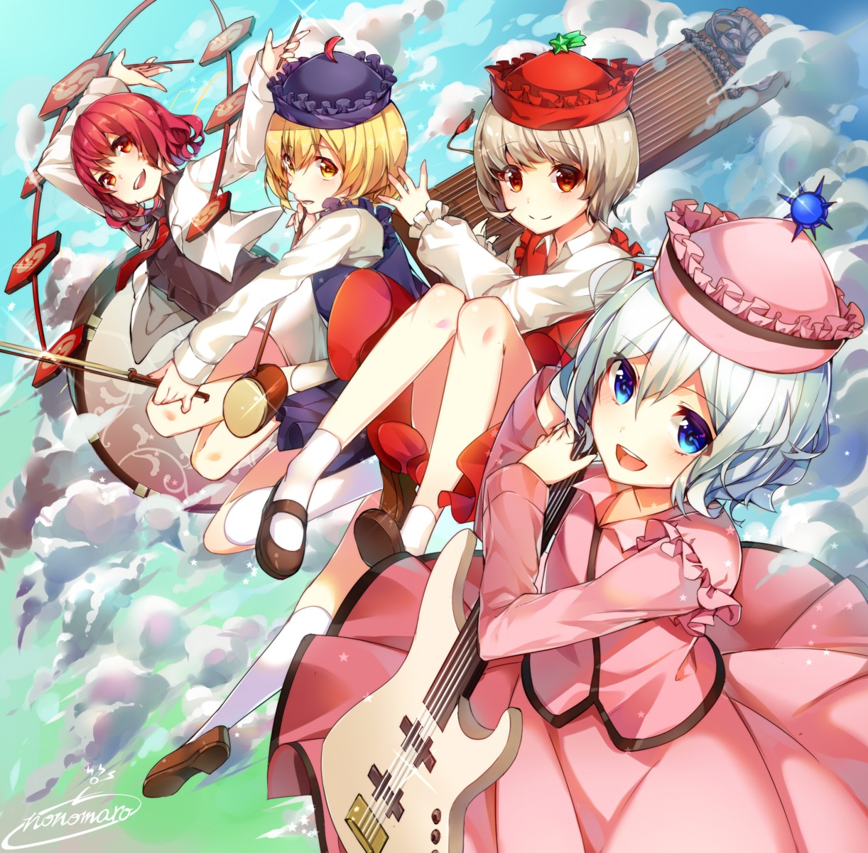 guitar horikawa_raiko lunasa_prismriver lyrica_prismriver merlin_prismriver nonomaro touhou