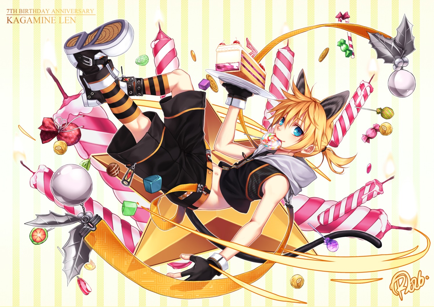 animal_ears curry_bowl kagamine_len nekomimi tail vocaloid