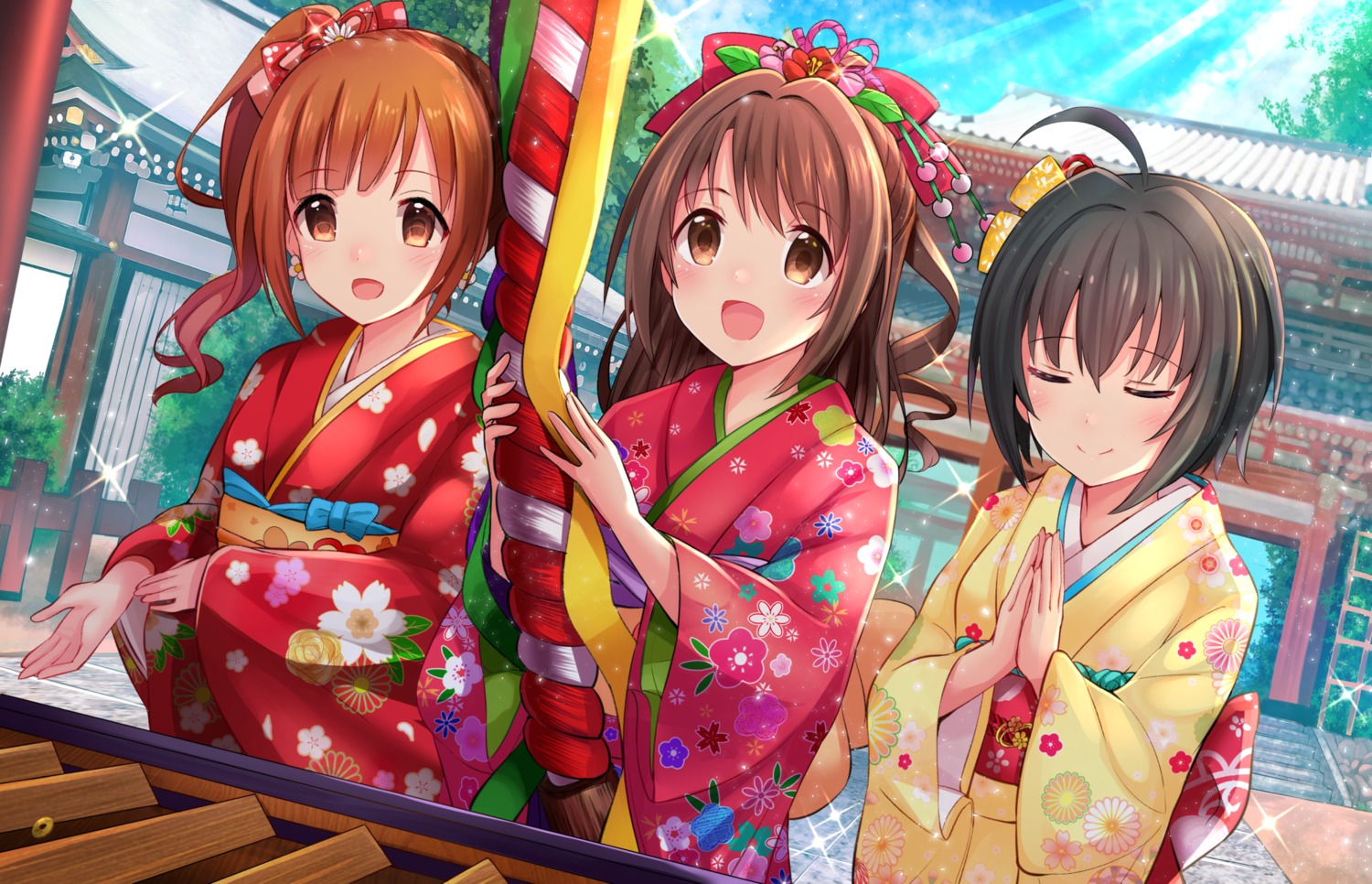 igarashi_kyouko kimono kohinata_miho shimamura_uzuki the_idolm@ster the_idolm@ster_cinderella_girls yurin