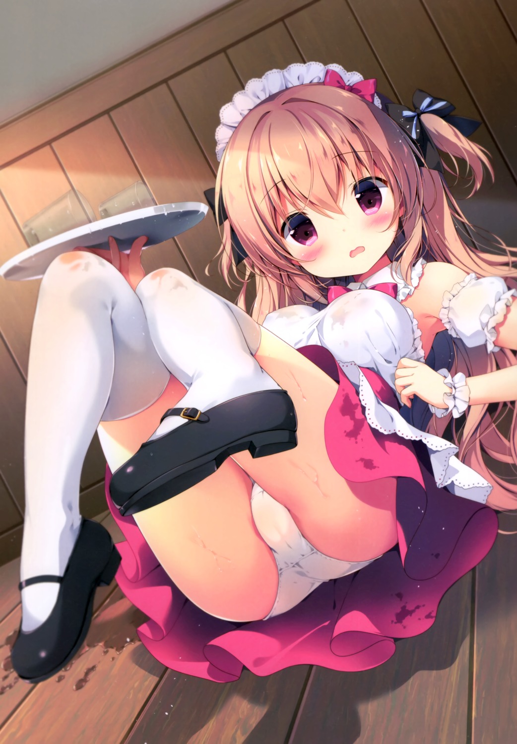 cameltoe canvas+garden heels maid miyasaka_miyu pantsu rina_(canvas+garden) thighhighs waitress wet