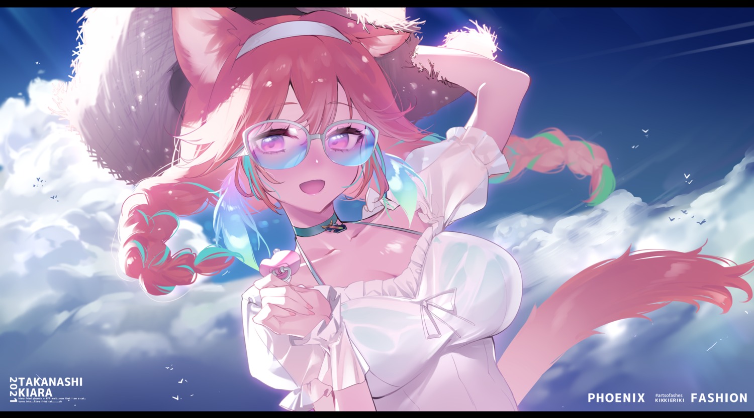 animal_ears bra hololive hololive_english megane nekomimi see_through tail takanashi_kiara yaguo