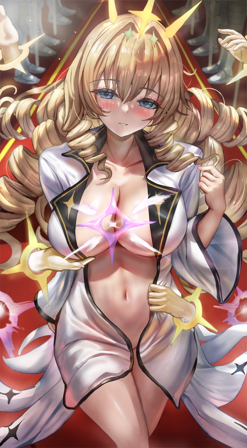 bottomless crown_(nikke) goddess_of_victory:_nikke himoata no_bra open_shirt see_through undressing