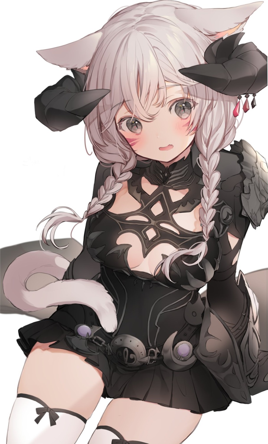 animal_ears armor final_fantasy final_fantasy_xiv horns ron_carlyle tail thighhighs