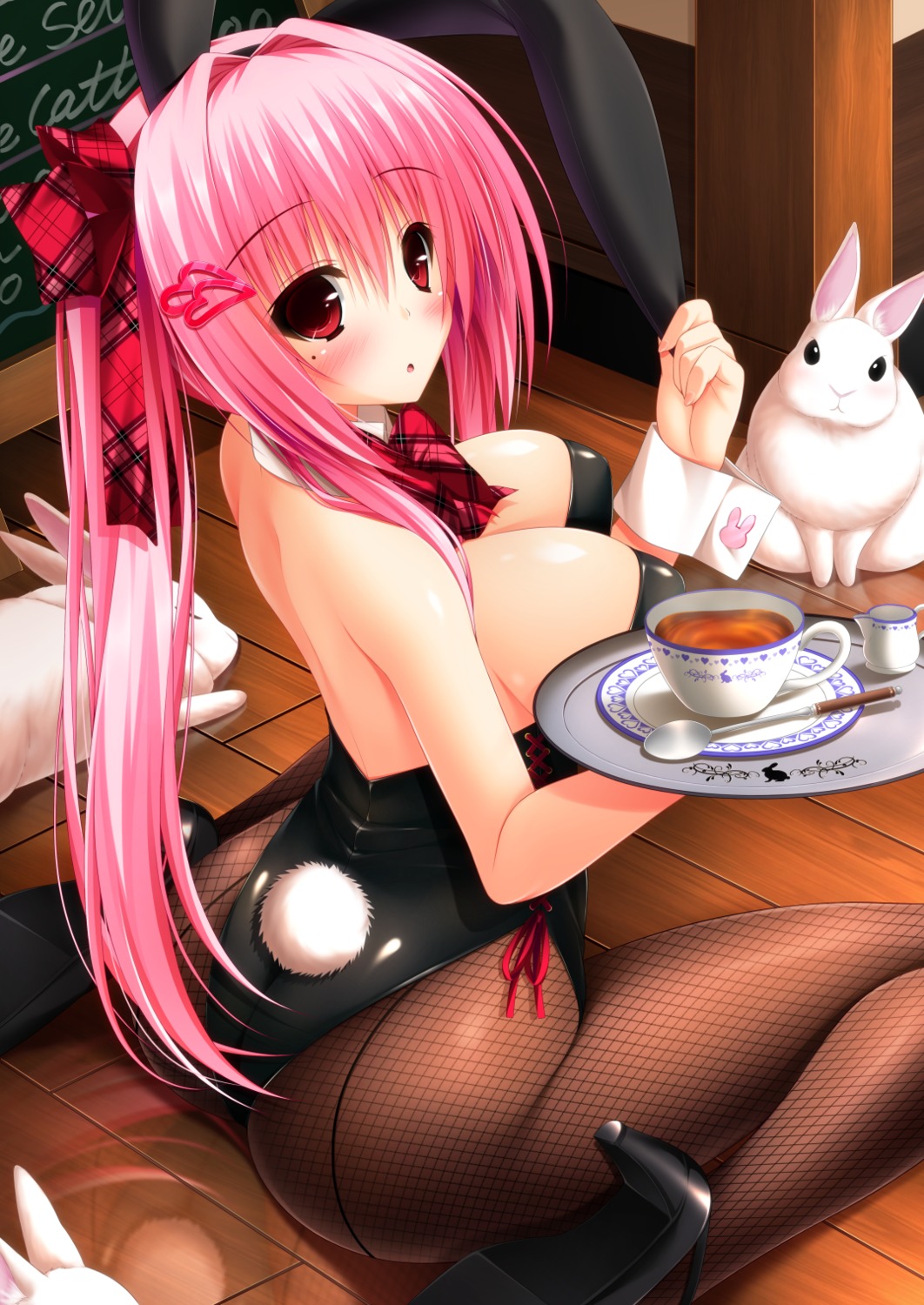 animal_ears ass bunny_ears bunny_girl fishnets heels no_bra nopan pantyhose tail yunagi_amane