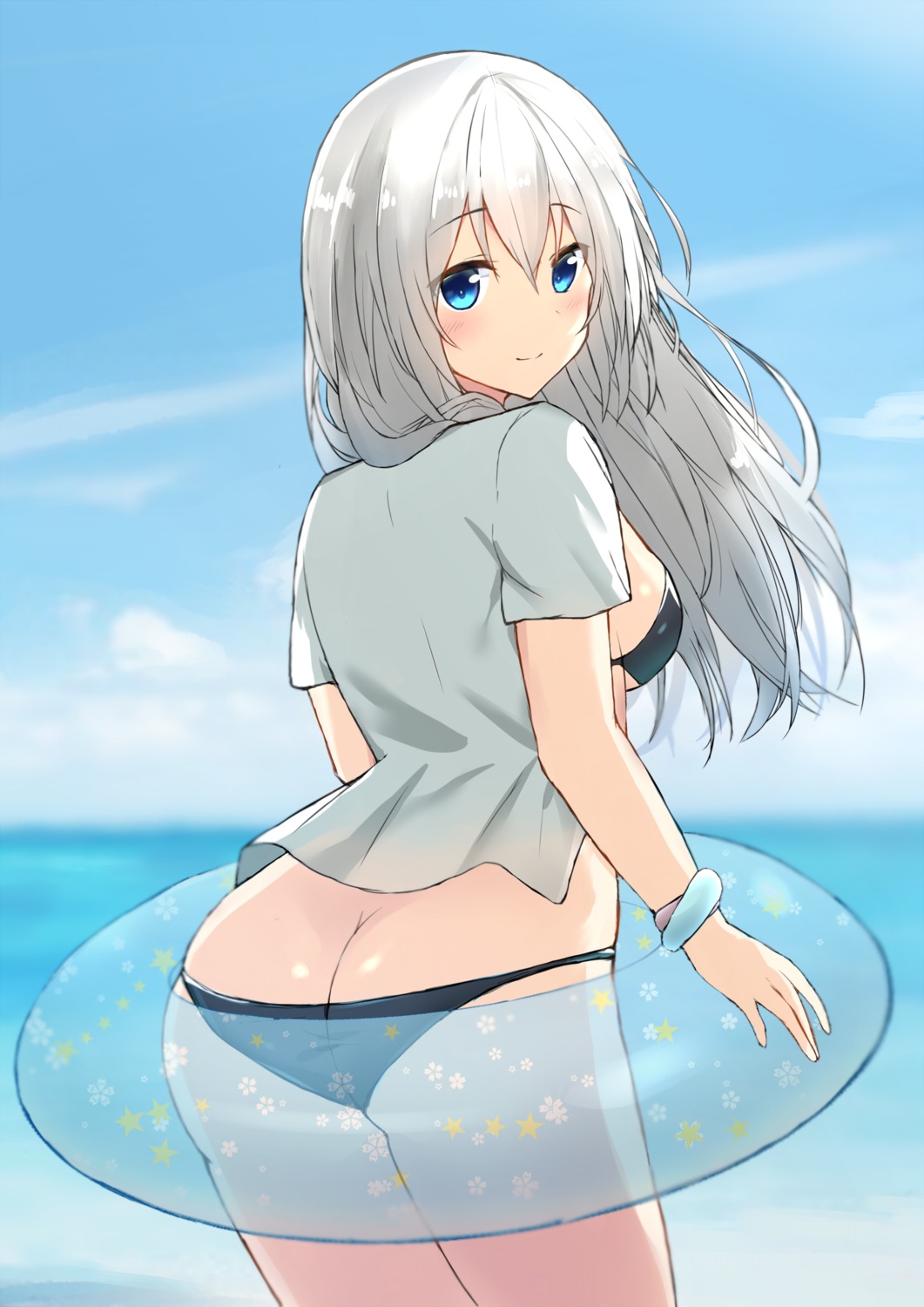 ass bikini kurigura_(sketch_san) open_shirt swimsuits