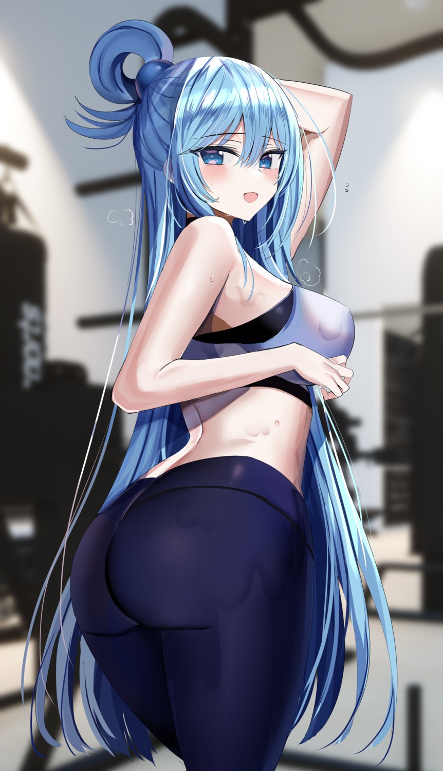 aqua_(konosuba) ass gym_uniform hanasaka_houcha kono_subarashii_sekai_ni_shukufuku_wo! wet