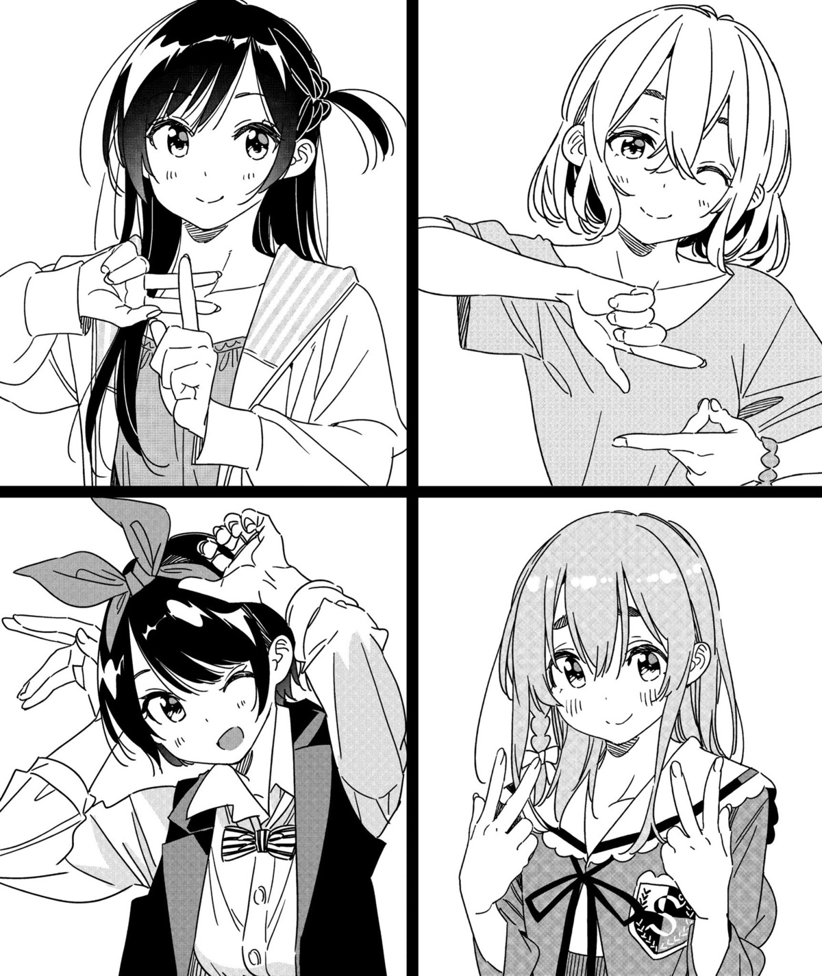 kanojo_okarishimasu miyajima_reiji mizuhara_chizuru monochrome nanami_mami sakurasawa_sumi sarashina_ruka seifuku