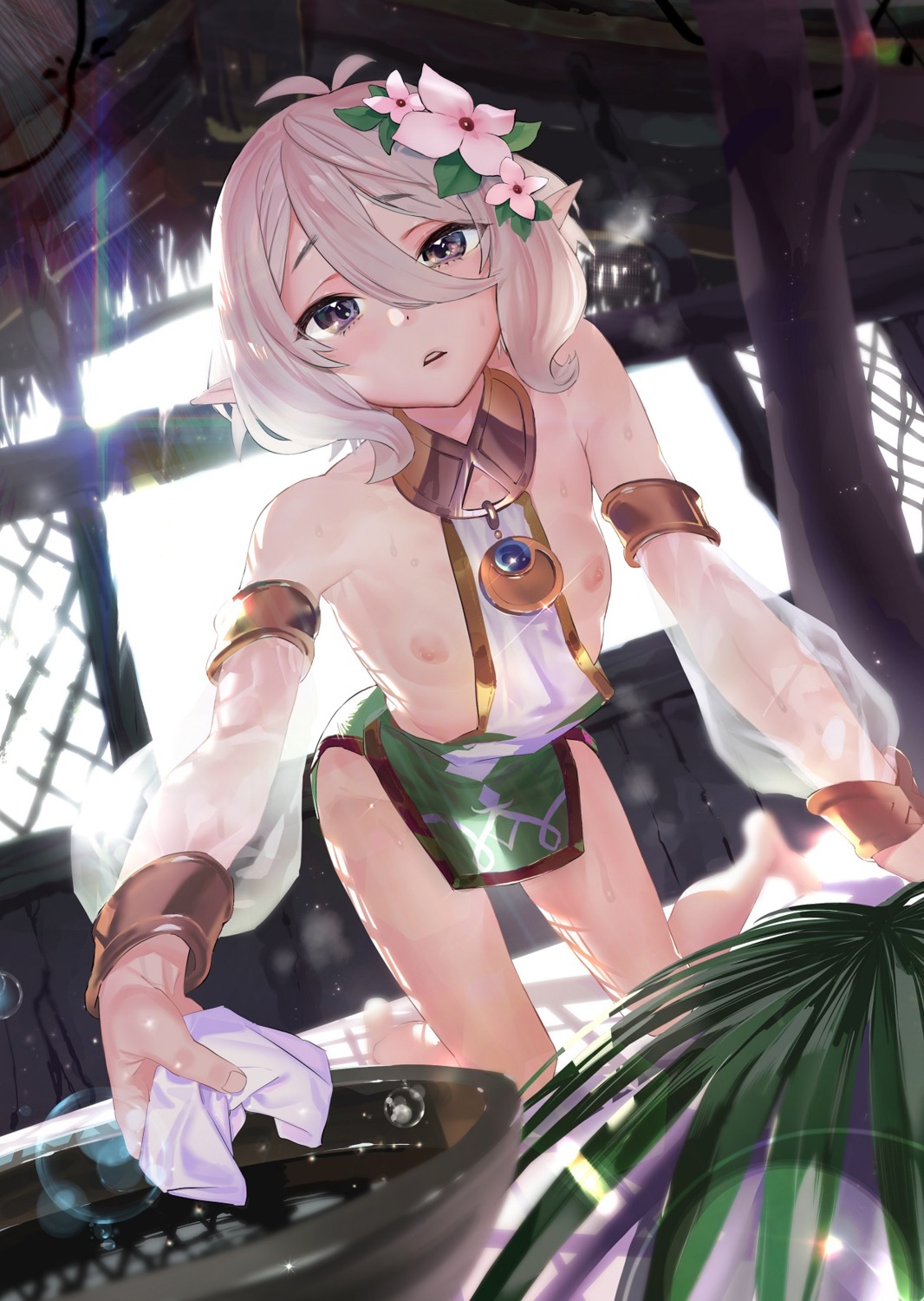 kitou_sakeru kokkoro loli nipples no_bra nopan pointy_ears princess_connect princess_connect!_re:dive see_through