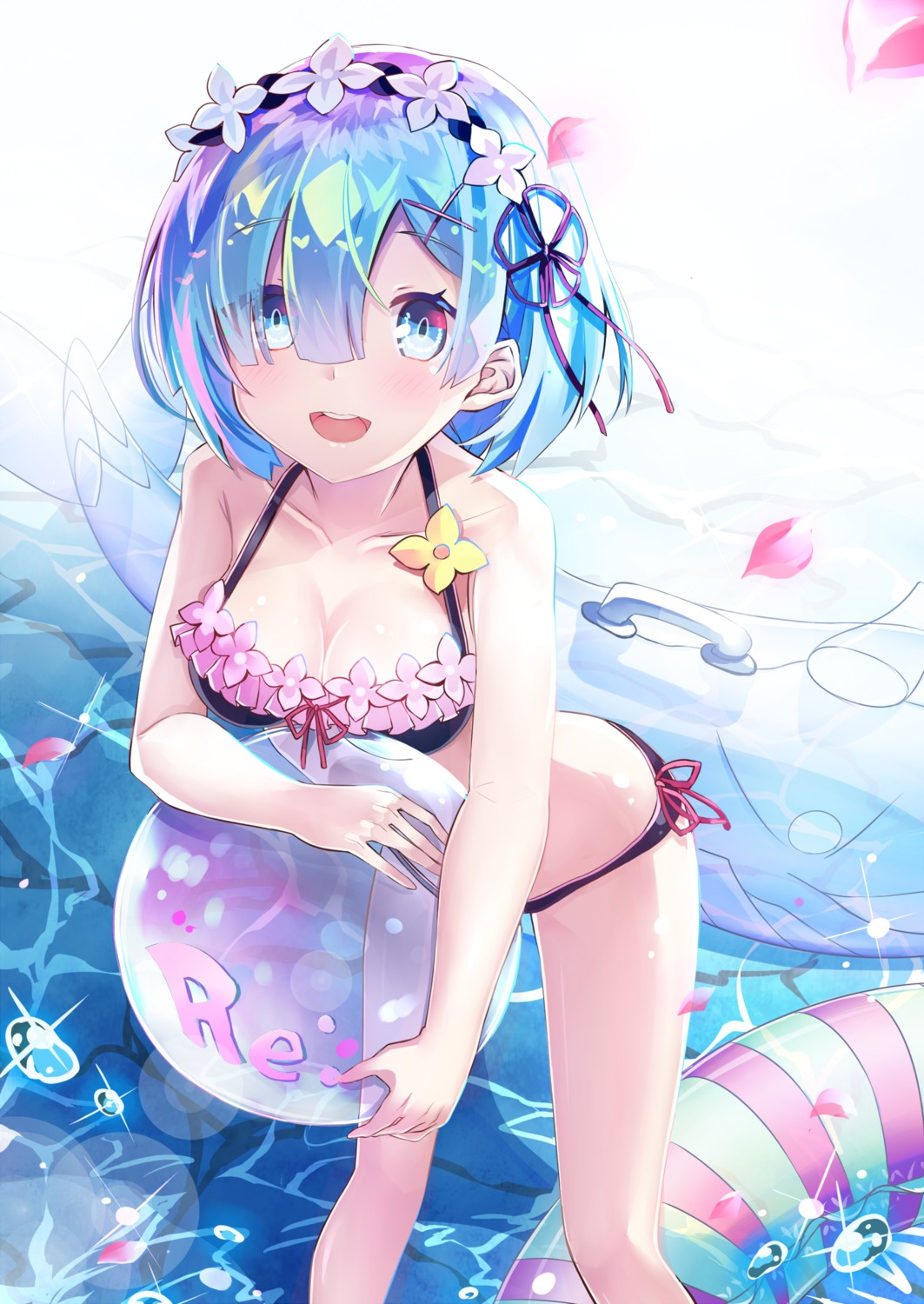 bikini cleavage re_zero_kara_hajimeru_isekai_seikatsu rem_(re_zero) sho_(runatic_moon) swimsuits