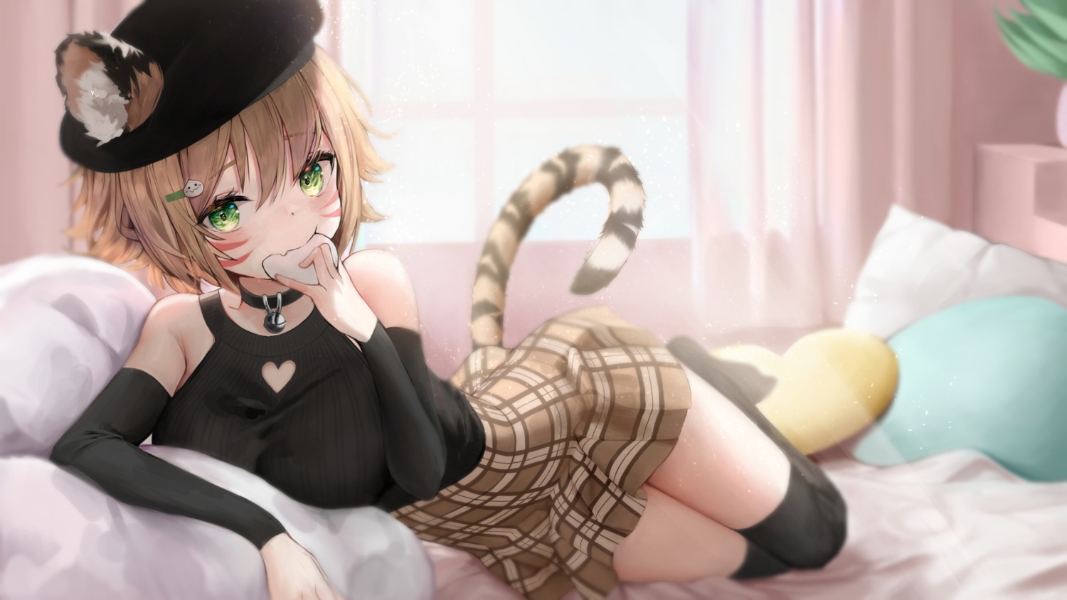 animal_ears chrysa_(_sa0ru) sweater tail thighhighs wallpaper