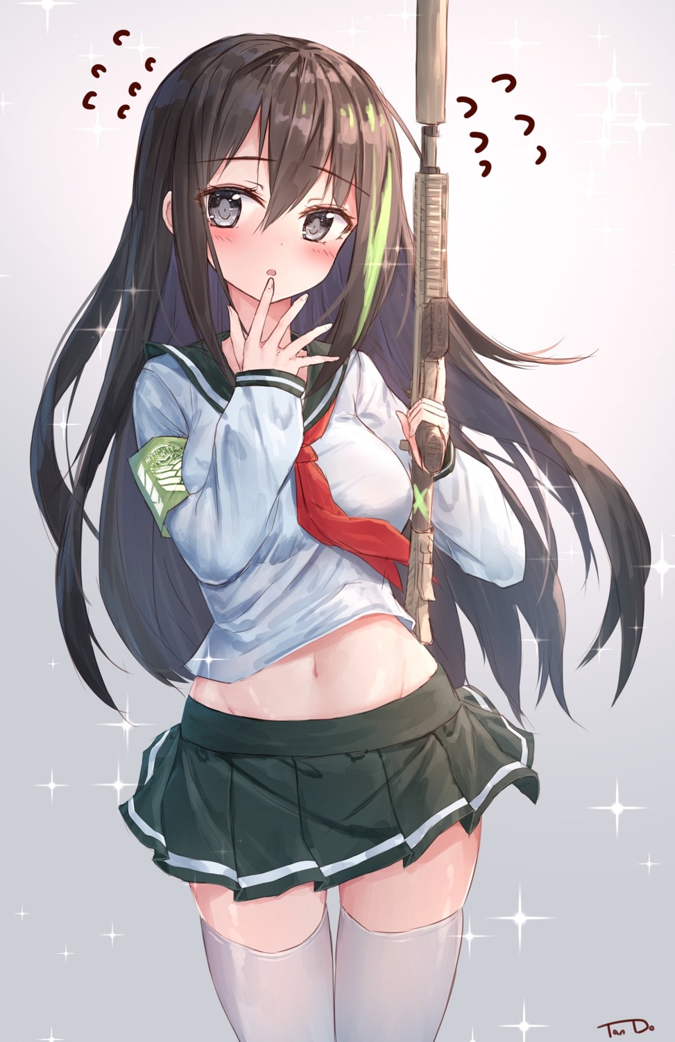 girls_frontline gun m4a1_(girls_frontline) seifuku tandohark thighhighs