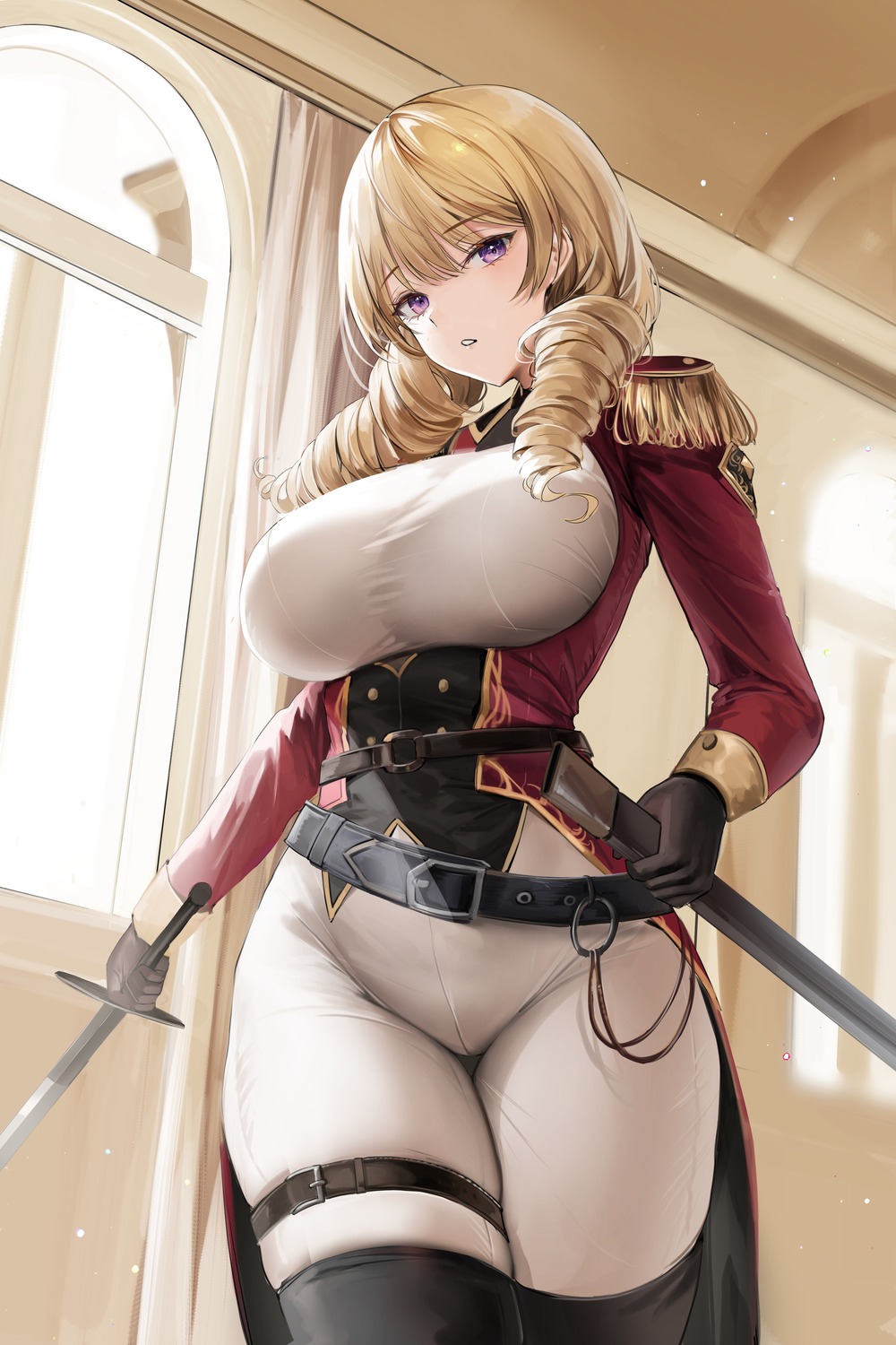 garter lillly sword thighhighs uniform