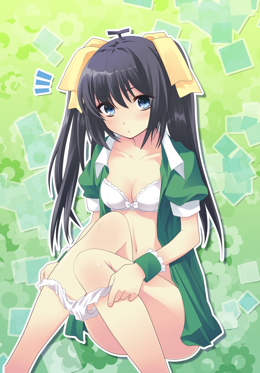 bottomless bra cleavage flyable_candyheart flyable_heart ito_noizi melonbooks open_shirt panty_pull shirasagi_mayuri undressing