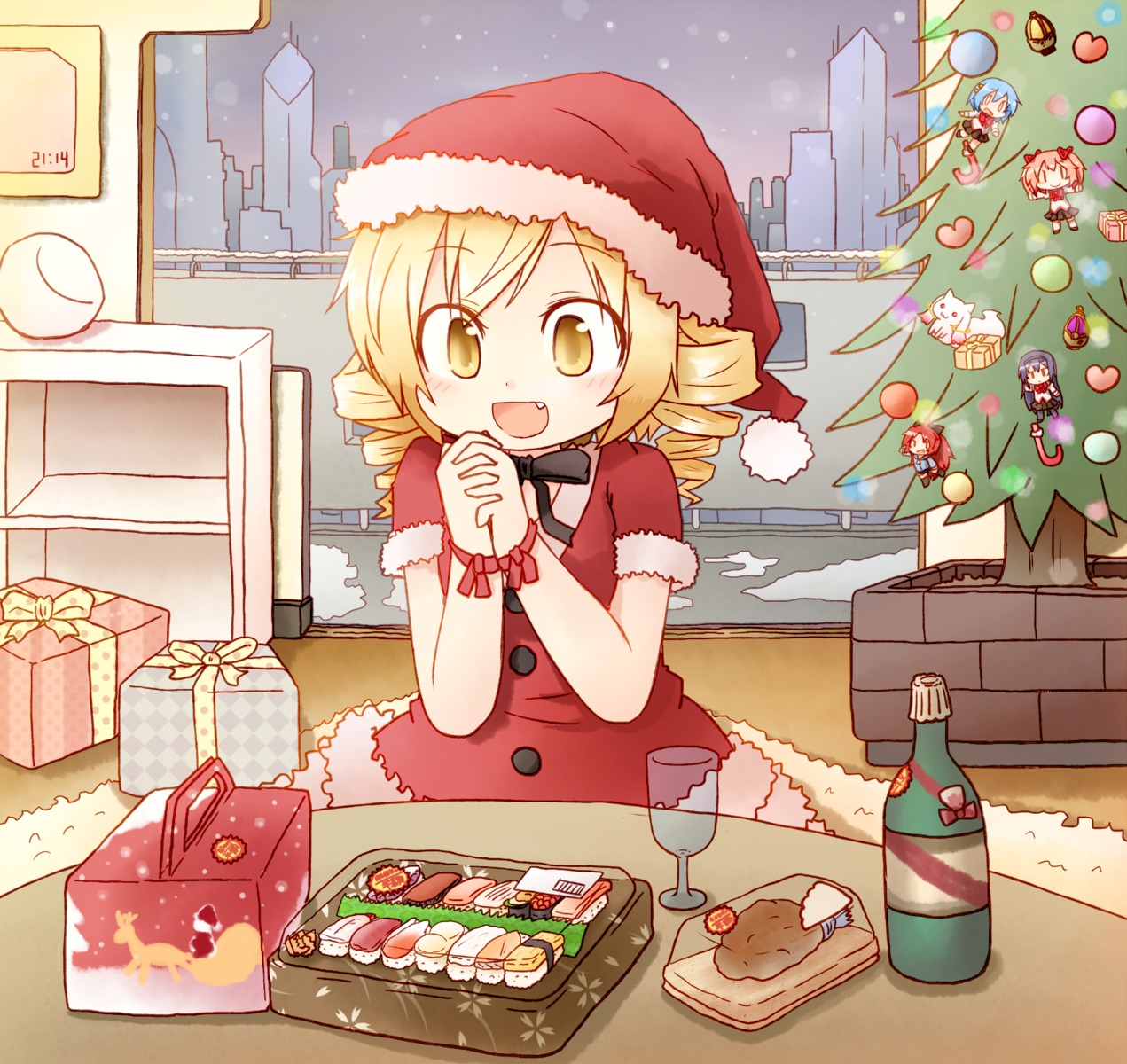 2580rs akemi_homura chibi christmas kaname_madoka kyubey miki_sayaka puella_magi_madoka_magica sakura_kyouko seifuku tomoe_mami