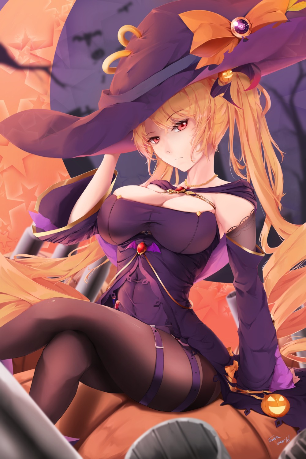 azur_lane cleavage garter halloween nelson_(azur_lane) pantyhose sonaworld witch