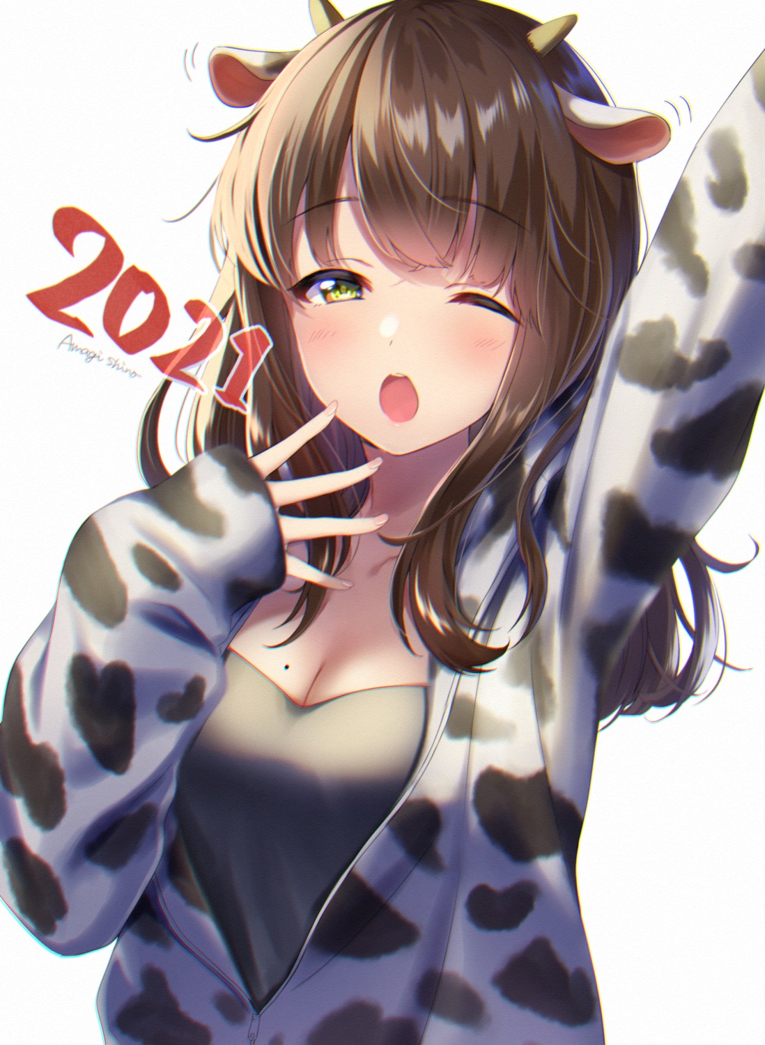 amagi_shino animal_ears cleavage horns