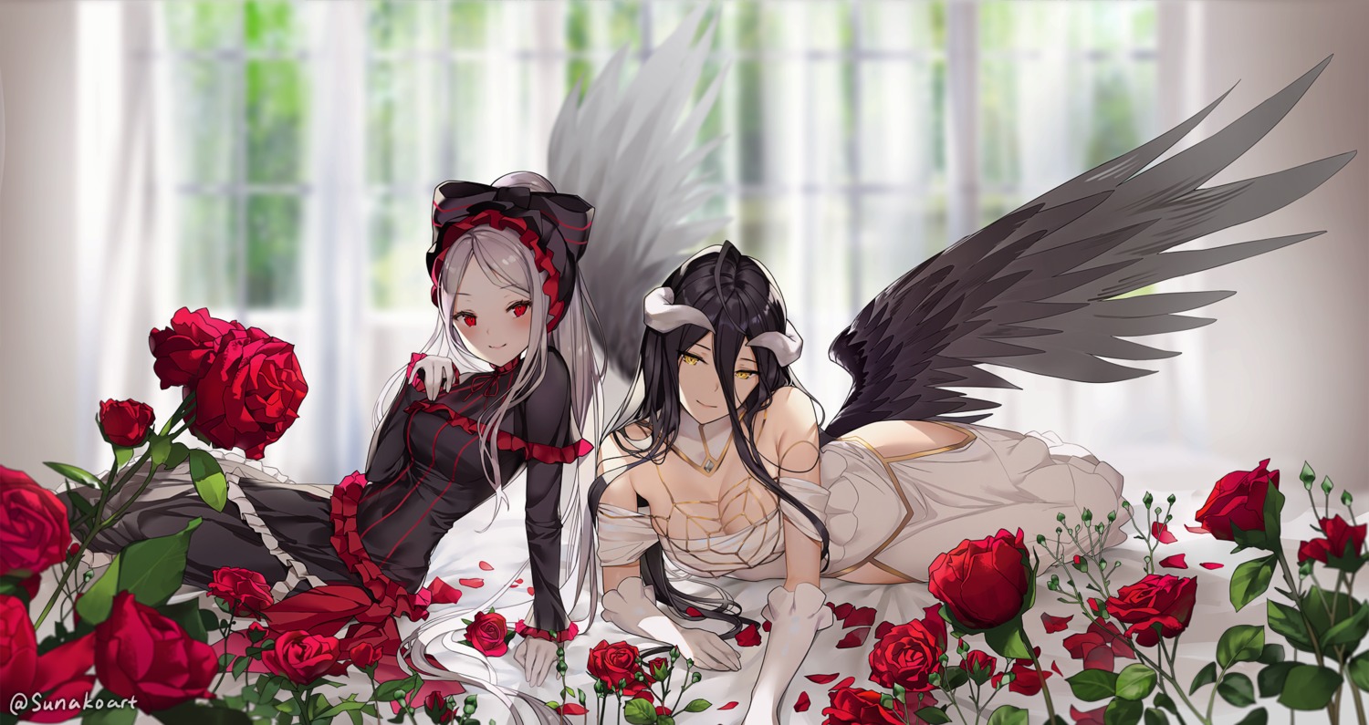 albedo_(overlord) cleavage gothic_lolita lolita_fashion overlord shalltear_bloodfallen sunako_(veera) wings
