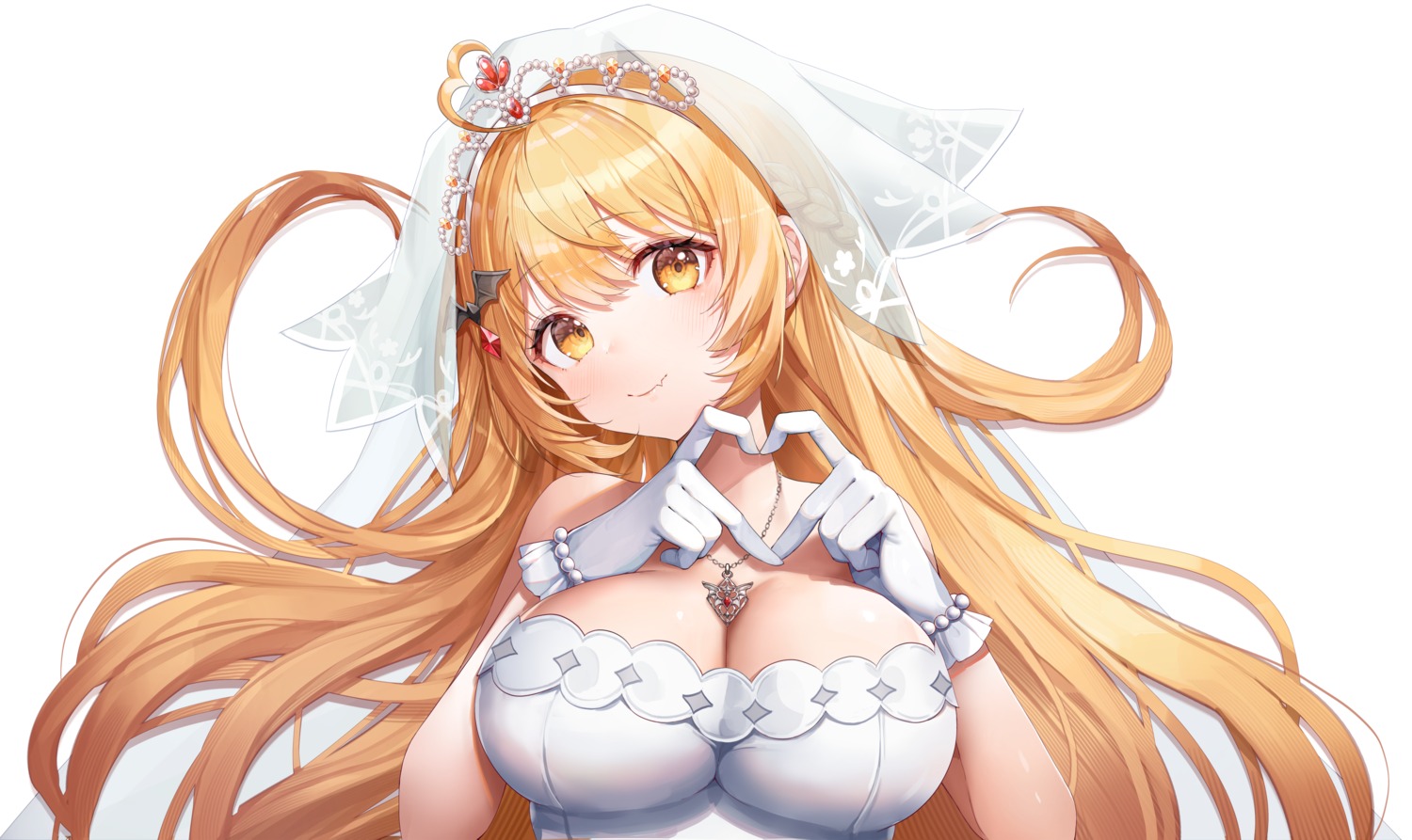 cleavage dress hololive misyune no_bra wedding_dress yozora_mel