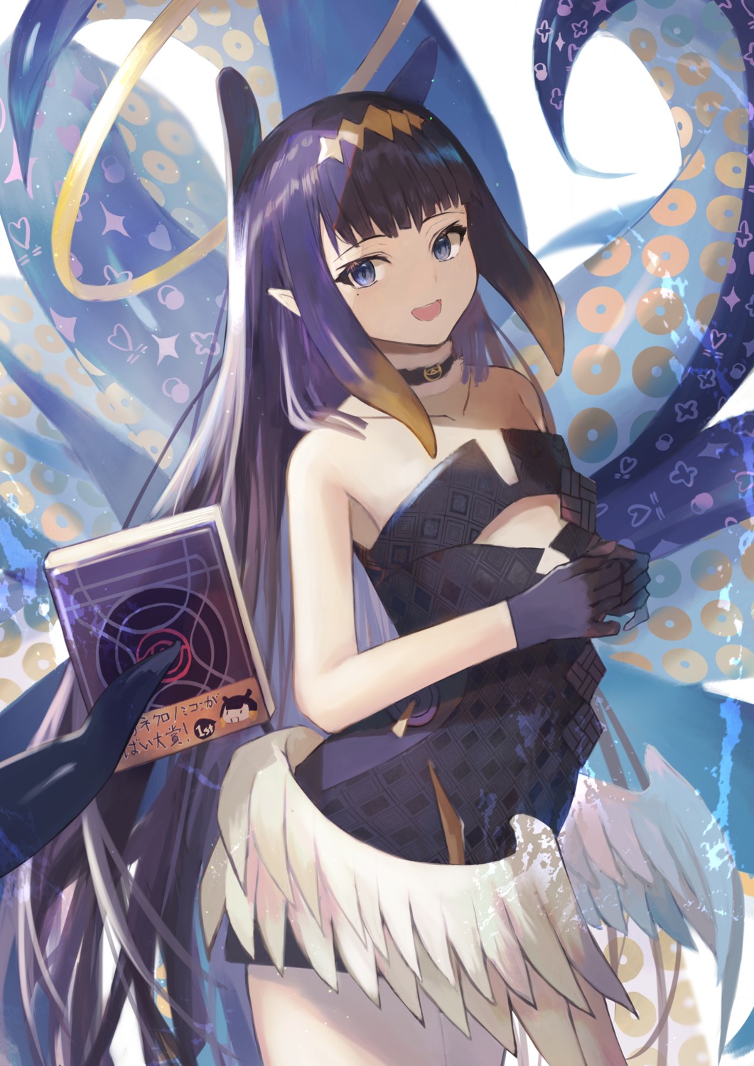 angel dress hololive hololive_english ninomae_ina'nis no_bra pointy_ears taht_(that_is_mm) tentacles wings