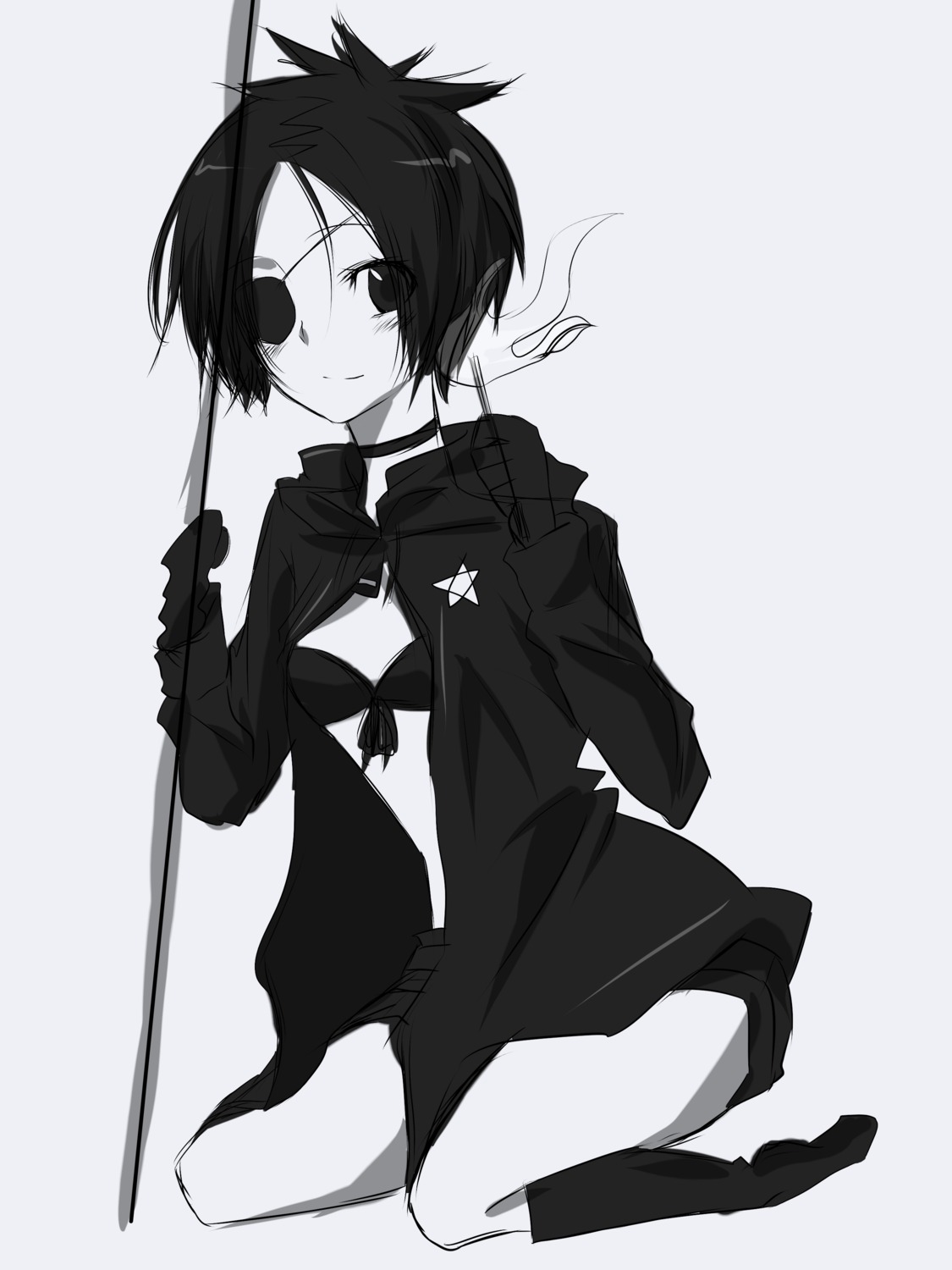 black_rock_shooter chrome_dokuro cosplay eyepatch katekyo_hitman_reborn! monochrome sakuragi_ren vocaloid