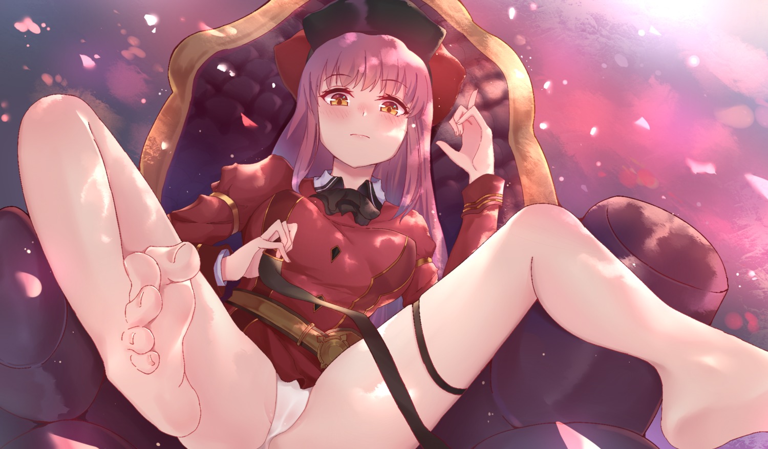 cameltoe dankesang fate/grand_order feet garter medb_(fate/grand_order) pantsu skirt_lift thong uniform