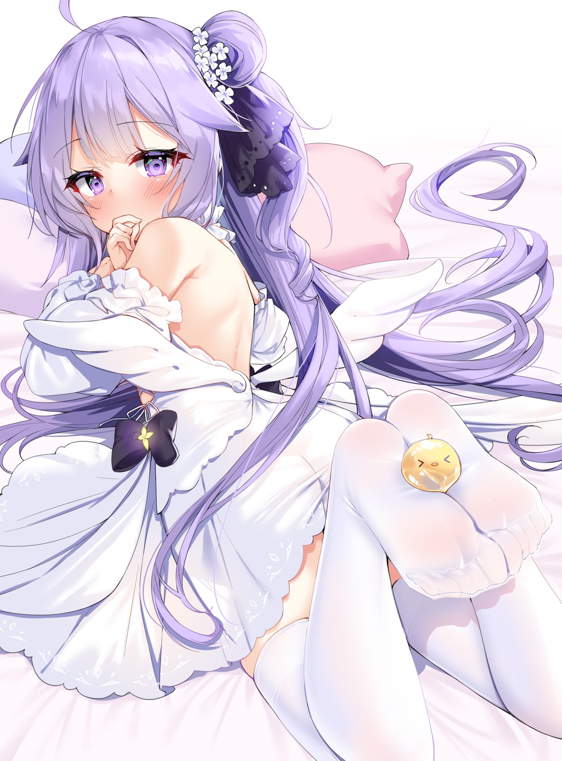 ass azur_lane dress feet hecha manjuu_(azur_lane) no_bra see_through thighhighs unicorn_(azur_lane) wings