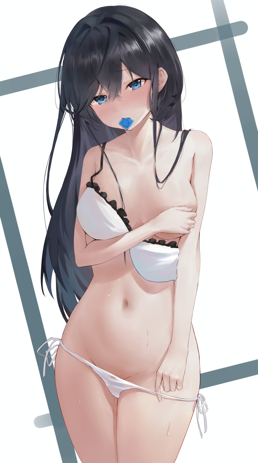 bra breast_hold pantsu panty_pull string_panties undressing wet xuexi