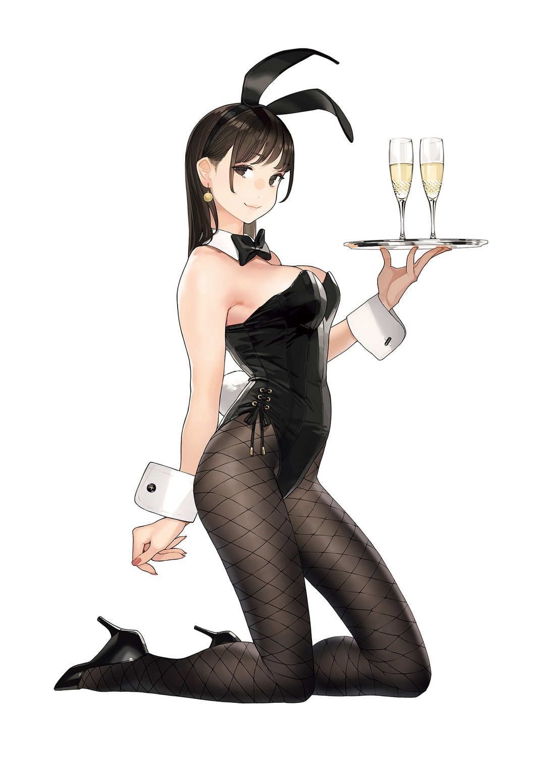 animal_ears bunny_ears bunny_girl fishnets heels no_bra pantyhose tail yom