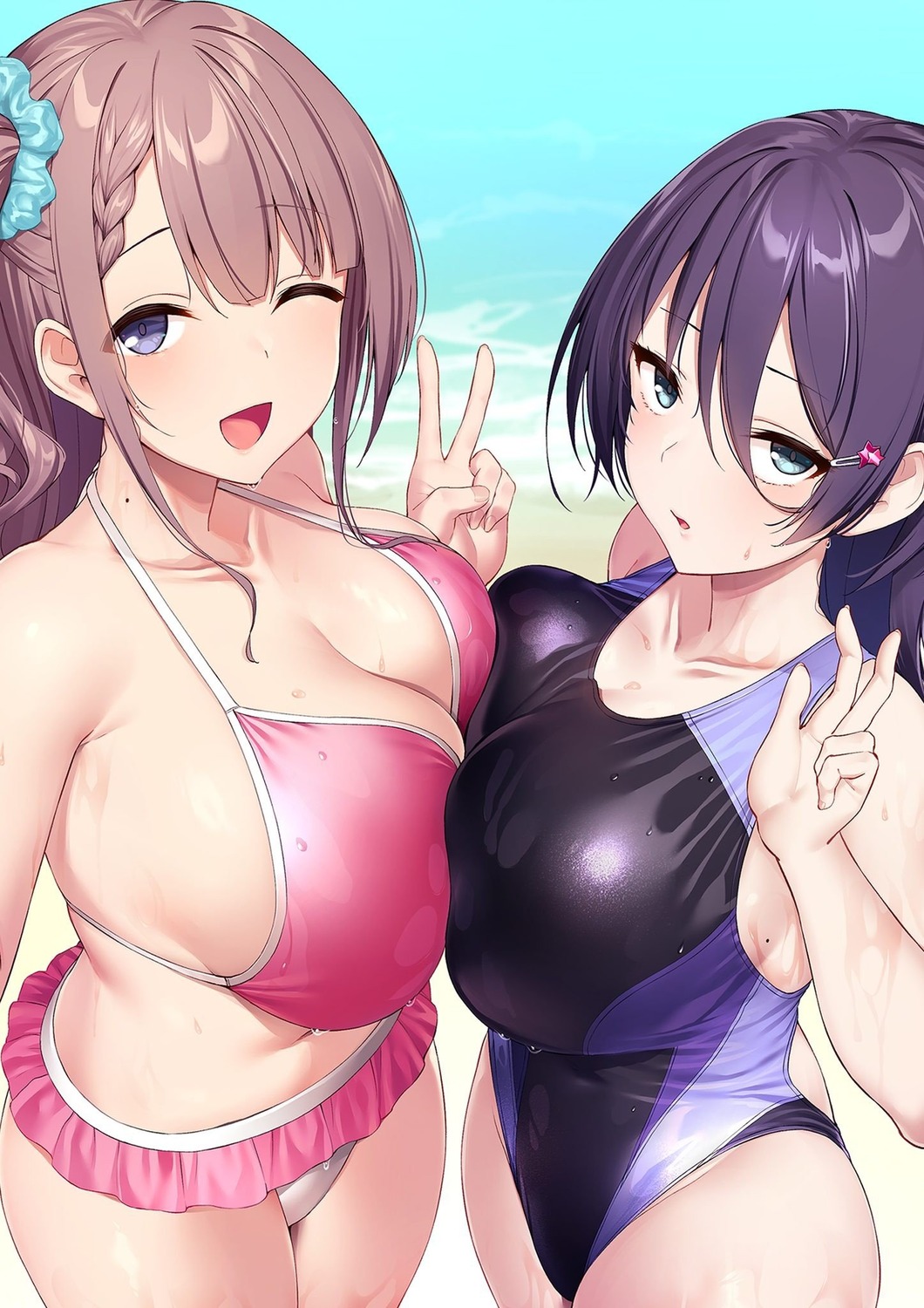 bikini satou_kuuki swimsuits symmetrical_docking