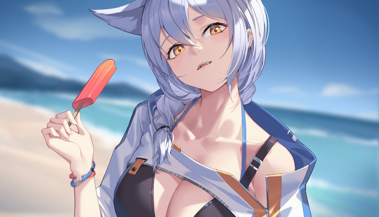 animal_ears arknights cleavage nian provence_(arknights)