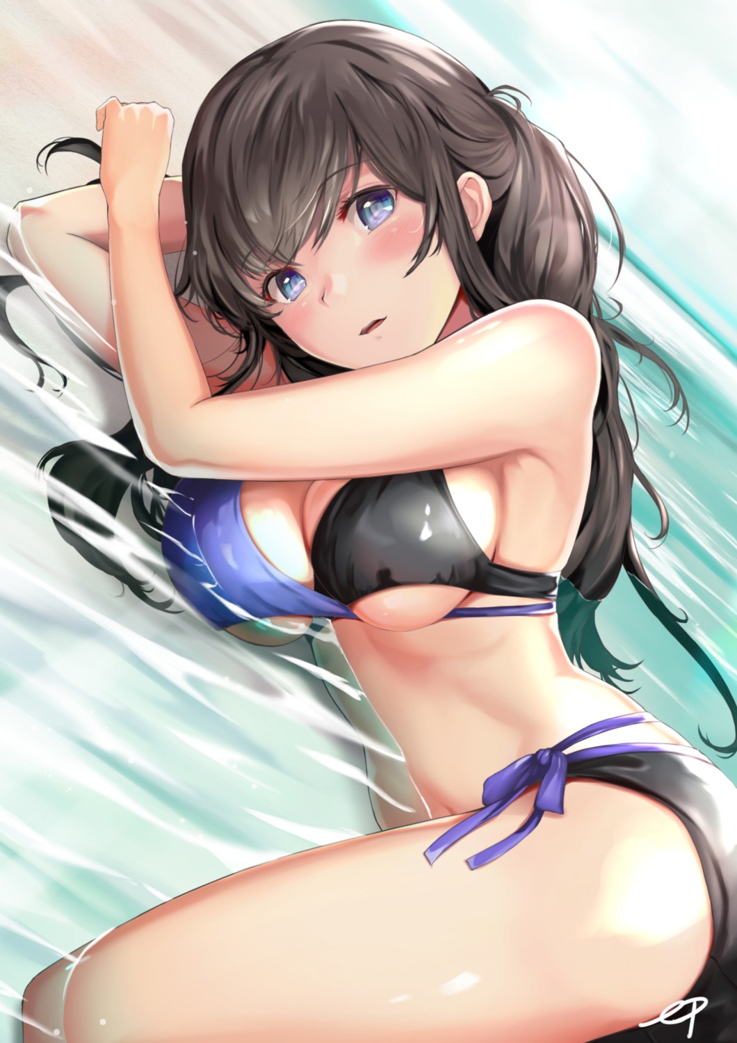 bikini cleavage ep_(emio_parn) swimsuits underboob wet