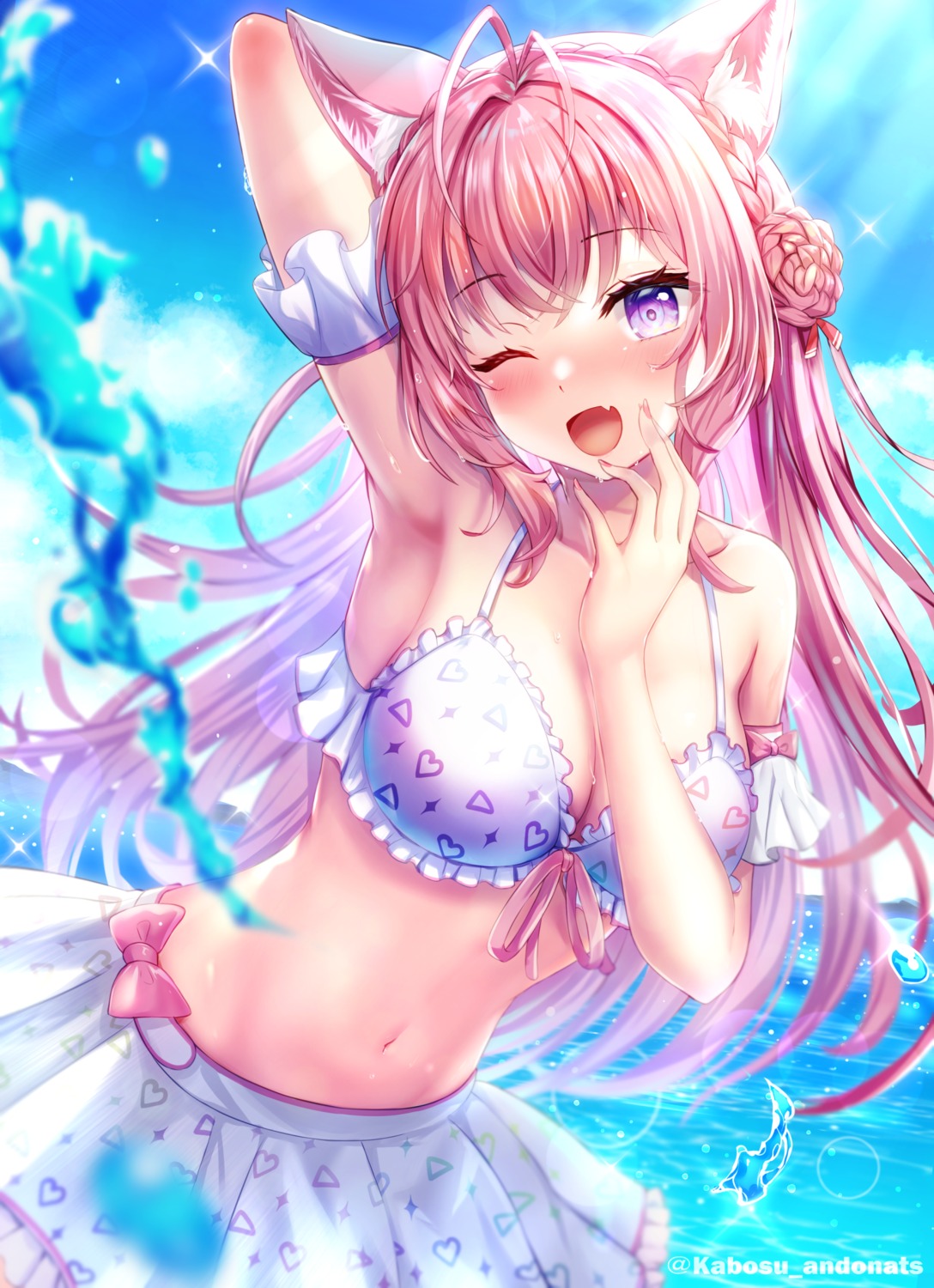 animal_ears bikini hakui_koyori hololive kabosu_andonats swimsuits