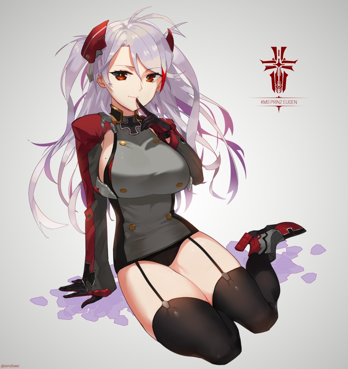 azur_lane pantsu prinz_eugen_(azur_lane) sendrawz stockings thighhighs uniform