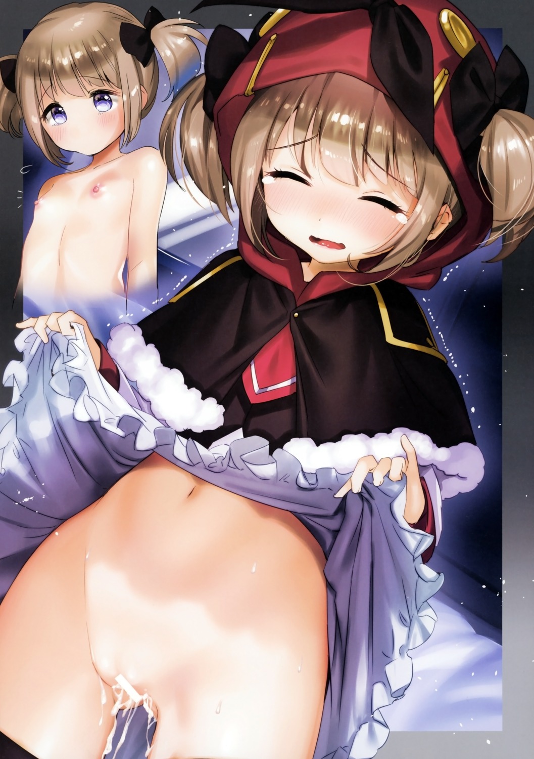 azur_lane censored cum loli naked nipples nopan norfolk_(azur_lane) pussy skirt_lift yanyo_(ogino_atsuki)