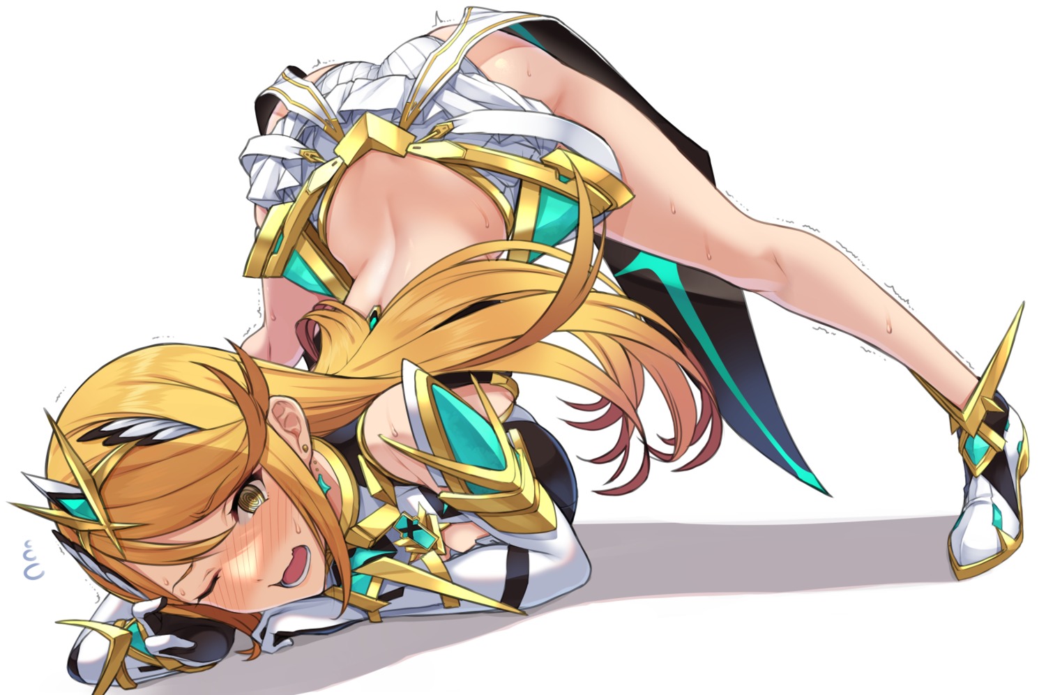 ass hikari_(xenoblade_2) no_bra pantsu skirt_lift xenoblade xenoblade_chronicles_2 yuuki_shin