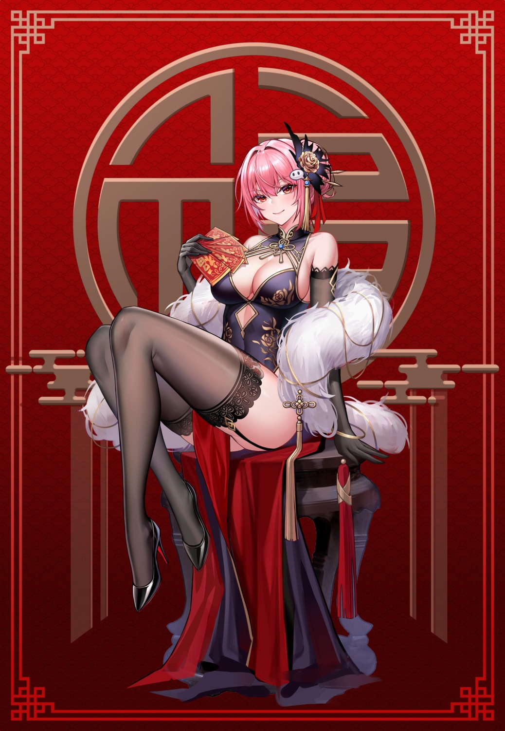 chinadress girls_frontline heels m4_sopmod_ii_(girls_frontline) no_bra san_ka stockings thighhighs