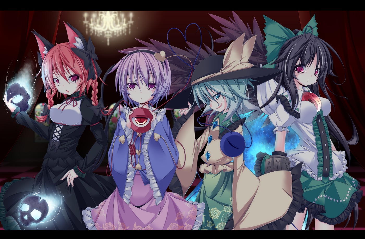 animal_ears futase_hijiri kaenbyou_rin komeiji_koishi komeiji_satori nekomimi reiuji_utsuho touhou wings